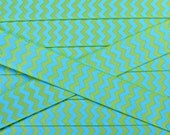 Turquoise Chevron on lime green 7/8" grosgrain- high quality