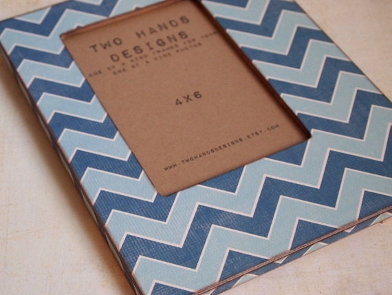 4x6 Blue Chevron Wood Picture Frame