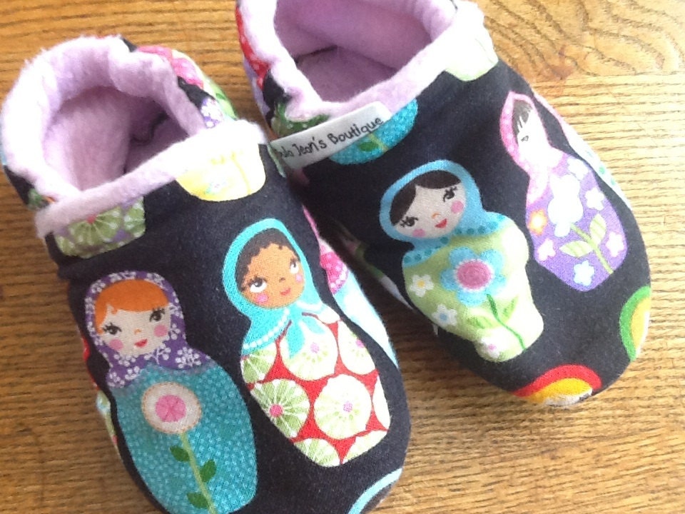 Wooden Dolls Baby Girl / Toddler Leather Soled Slipper Shoes