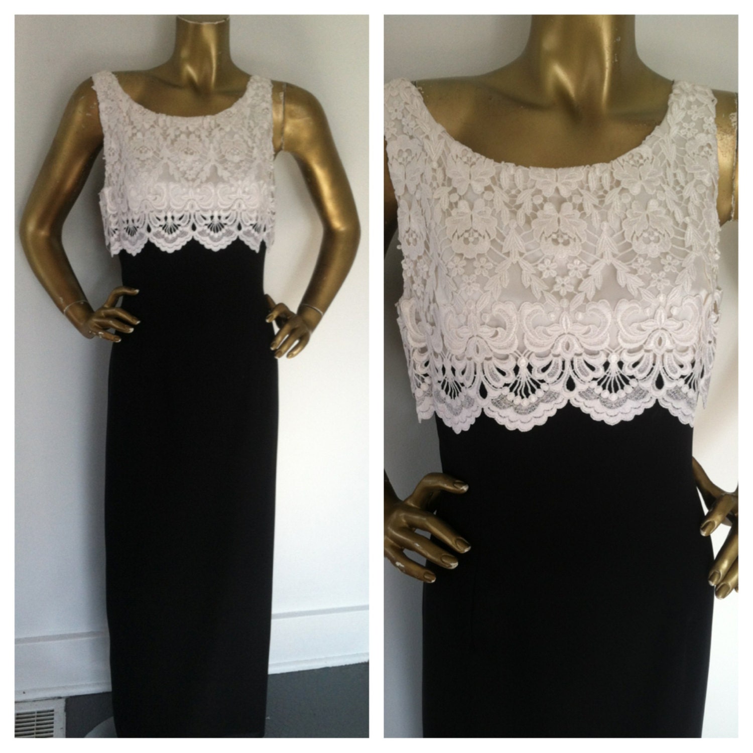 90s Lace Formal Maxi Dress