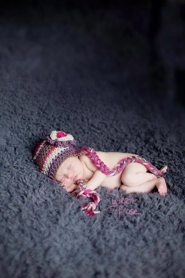 Striped baby photography prop - Newborn Crochet hat  - Sizes newborn to Toddler