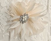 Champagne Bridal Hair Accessory, Bridal Fascinator, Wedding Head Piece, Wedding Hair Accessory, Pearl Hair Clip, Bridal Hair Flower