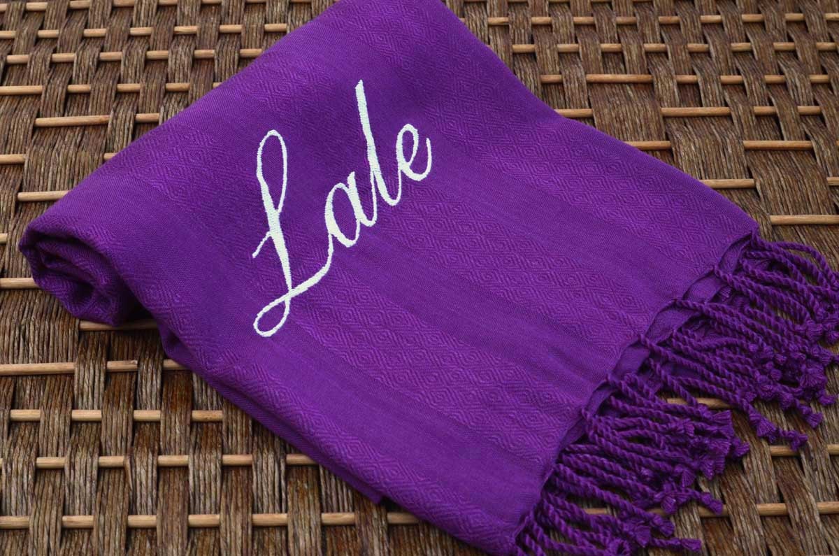 Personalized Purple BAMBOO PESHTEMAL TOWEL So Soft and Light, Highly Absorbent Also you can use as a shawl or pareo. Brilliant Colors