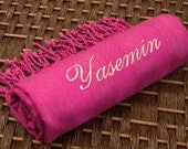 Personalized Magenta BAMBOO PESHTEMAL TOWEL So Soft and Light, Highly Absorbent Also you can use as a shawl or pareo. Brilliant Colors