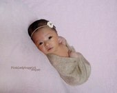1 lovely cream and tan flower headband newborn photo prop must have READY TO SHIP