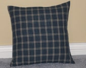 Accent Homespun Pillow Cushion - 14" - Denim Blue Plaid - Decorative Throw Pillow  - Pillow Form Included