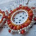 Orange and silver beaded Earrings, Monochromatic Beadwork, Drop, Dangle, Handmade, Weddings, Bridal Accessories