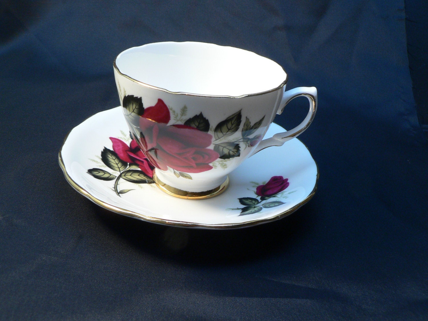 Beautiful Single Rose and Bud Colclough Bone China Cup and Saucer