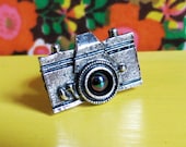 Antiqued Silver Camera Ring