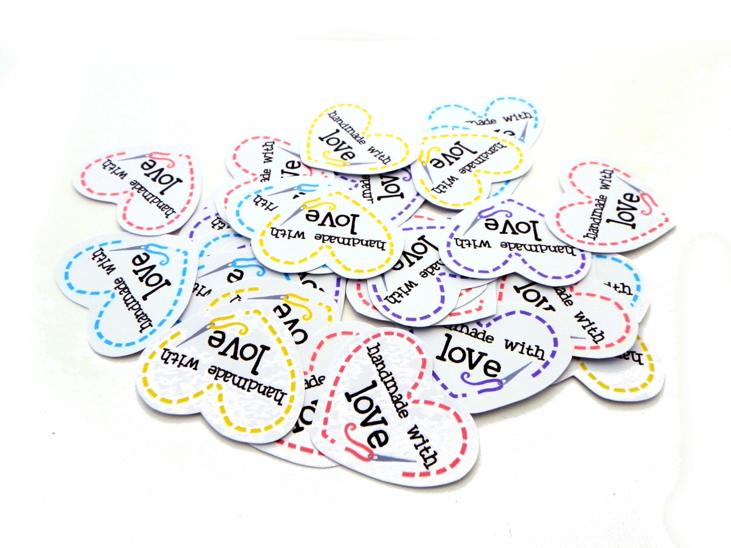 Handmade with love stickers - hearts - pack of 32