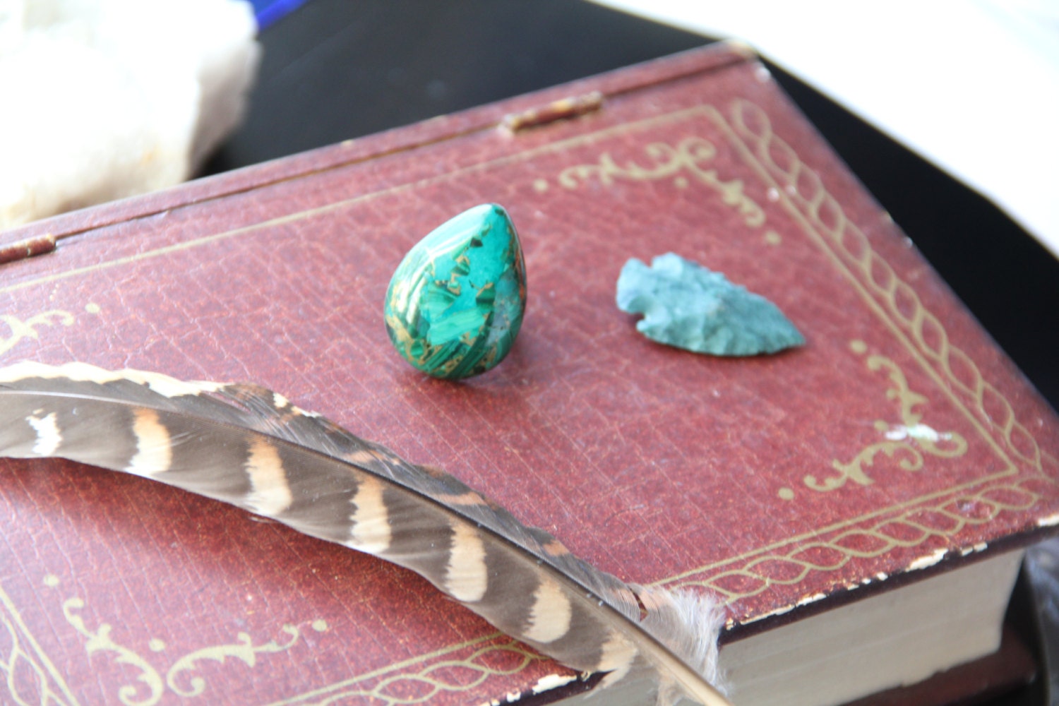 malachite and pyrite Earth energy stone ring