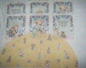 Vintage Fabric Panels Babies Quilt Panels Sewing Supplies Pink Blue Clown Pillows