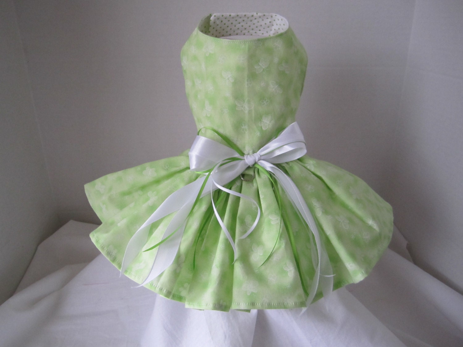 Dog Dress  XS Green with Butterflies  By Nina's Couture Closet  ( Special  Collection Happy and Fun )