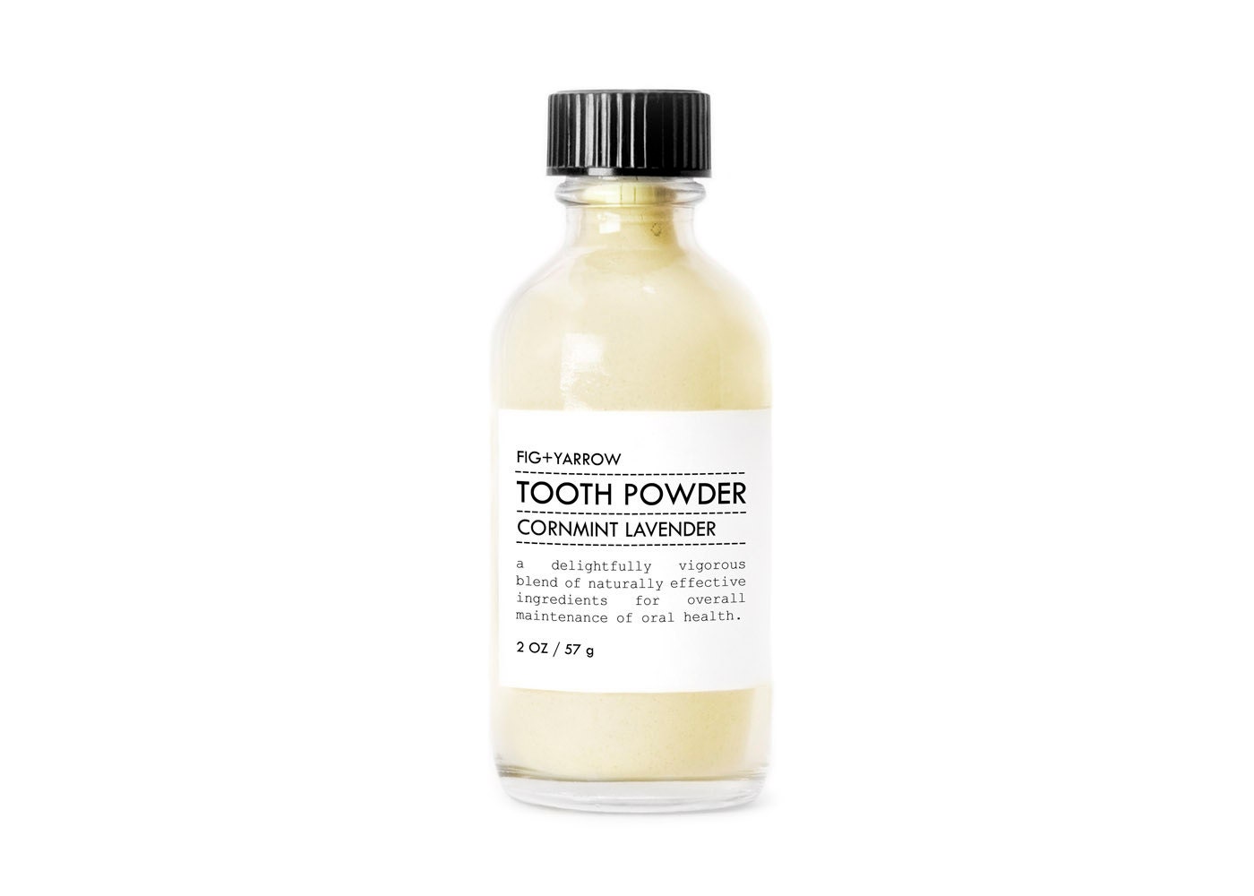 TOOTH POWDER--cornmint lavender - in glass bottle - 2.3 ounces - organic - apothecary