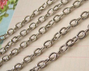 Antique Silver / Platina Cable Chain - 5 meters / 16 feet - Oval Chain Findings 3.5 x 4.8 x .9mm ... Lead, Nickel & Cadmium Free BU64327.5M