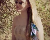 Hair Feathers Peacock Feather Clip Heart Charm Purple Feather Hair Clip in Extension Hippie Feathers Summer Festivals