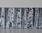 Black and White Aspen Tree Painting, Very Textured 8x24 deep edged canvas by MyImaginationIsYours