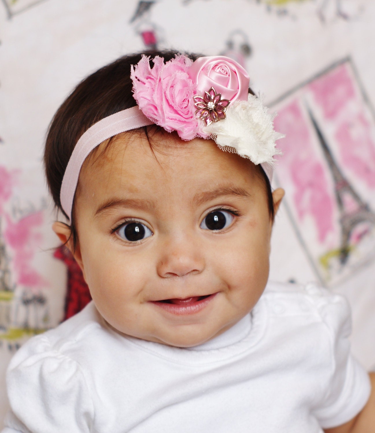 pink infant headband/ newborn headband/ baby hair bow/ hairbow/ baby bow/ baby headband/ toddler hairbow/ hair bow/ headband/ photo prop