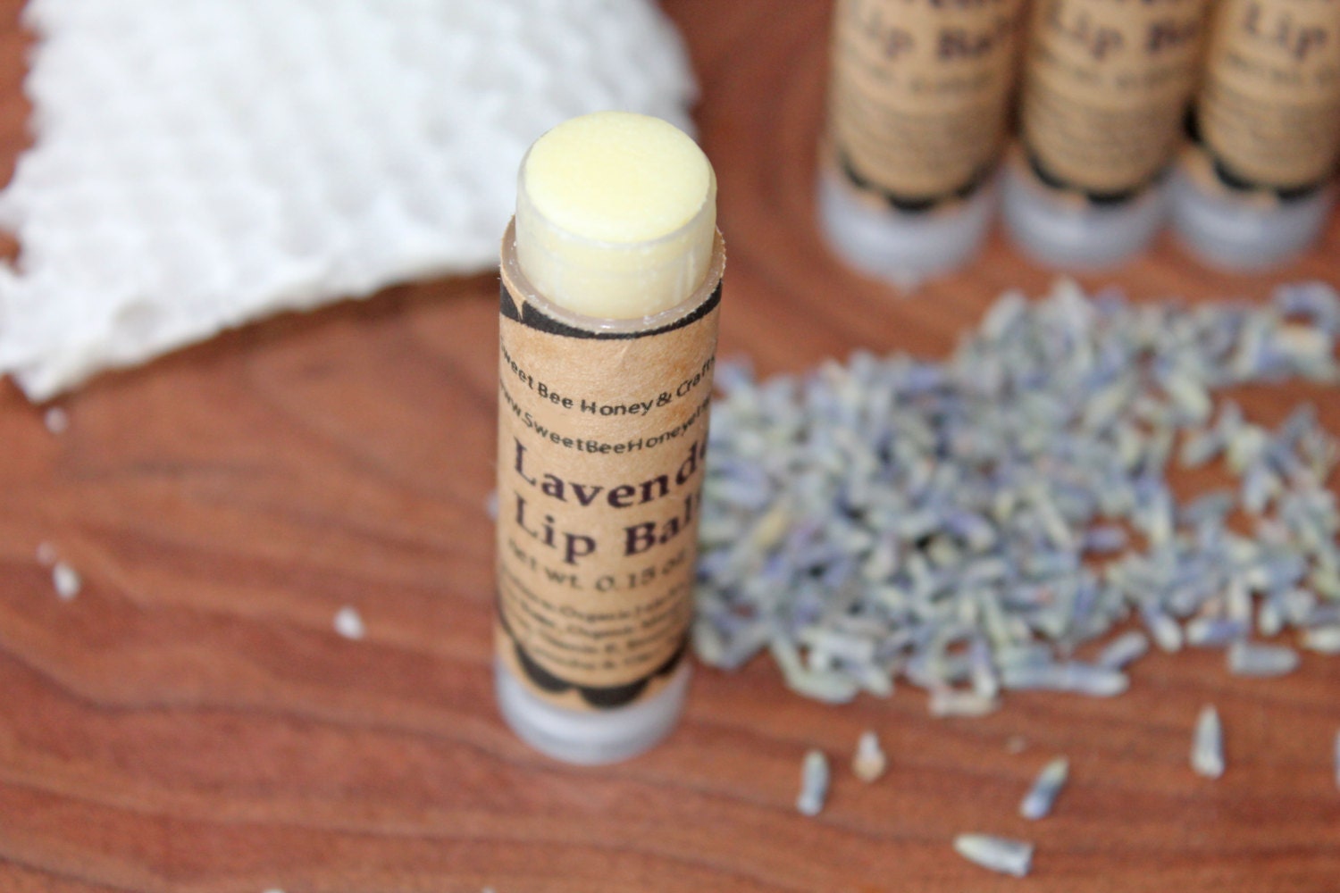 Lavender Beeswax Lip Balm, lip balm tube, beeswax lip balm, made with organic oils & essential oils