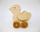 Wooden Toy Duckling Push Toy Natural Maple