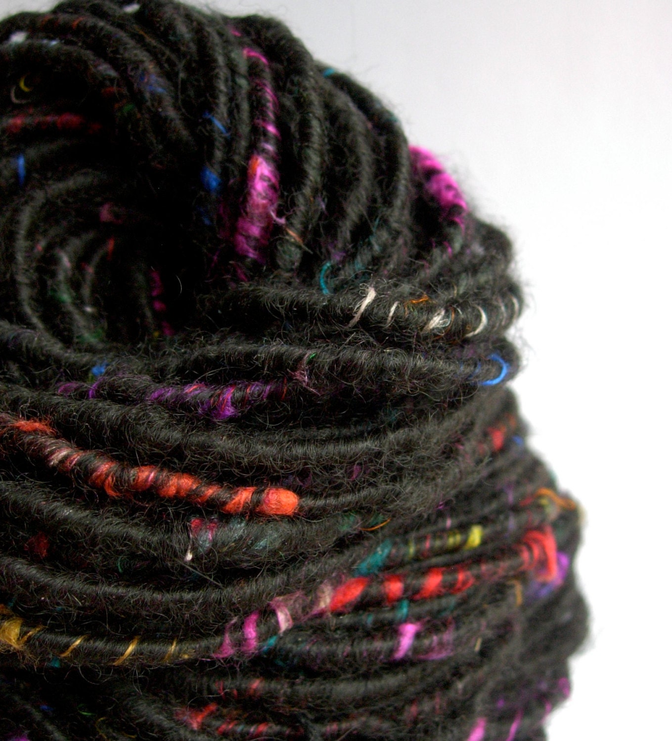 Handspun Yarn - Secret, superfine Alpaca, recycled Sari Silk, corespun artyarn, bulky weight