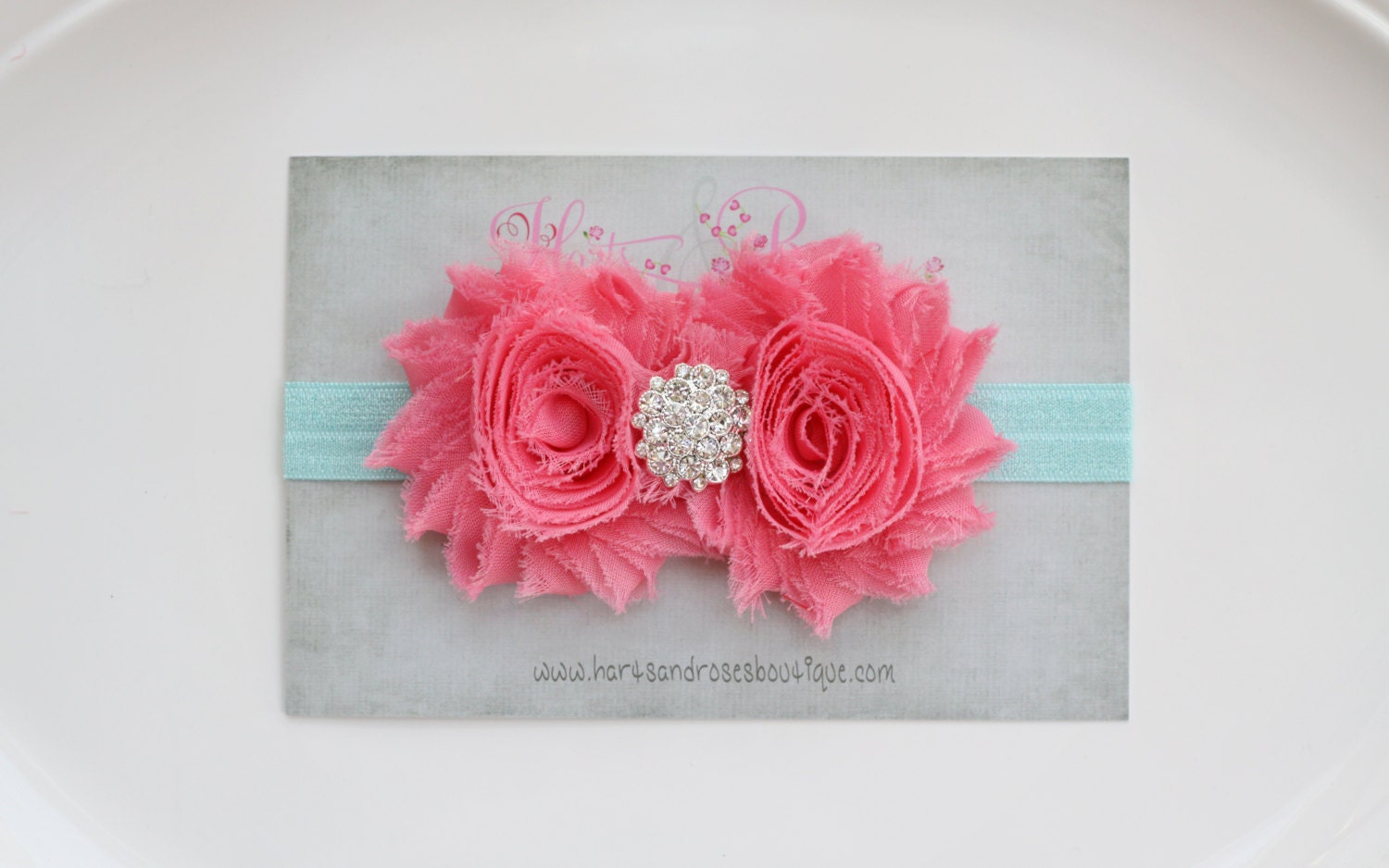 15% off..Coral Aqua Baby Headband..Baby Girl Headbands..Baby Bow Headbands..Shabby Chic Flower Headband.BabyHeadband. Newborn.Toddler Girl