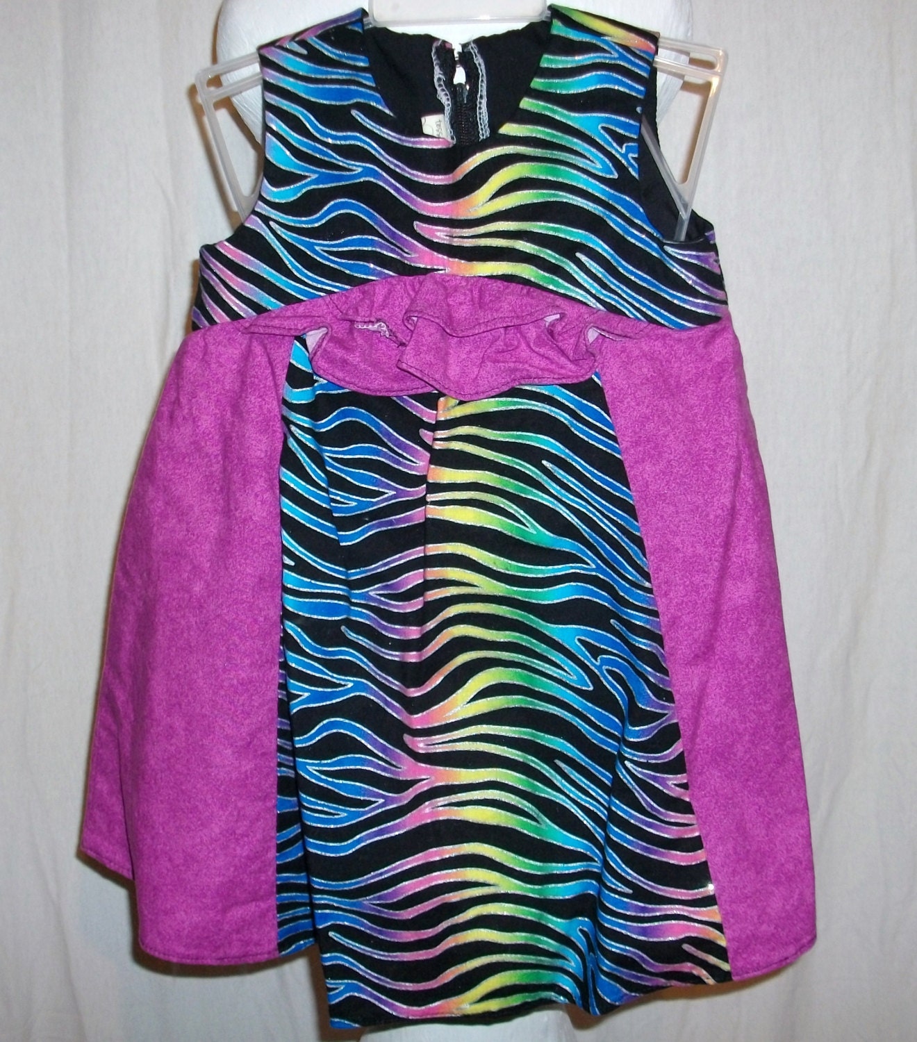 Rainbow Zebra and Purple Empire Waist 18mth Toddler Dress