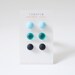Earring studs trio Turquoise Black Teal glass