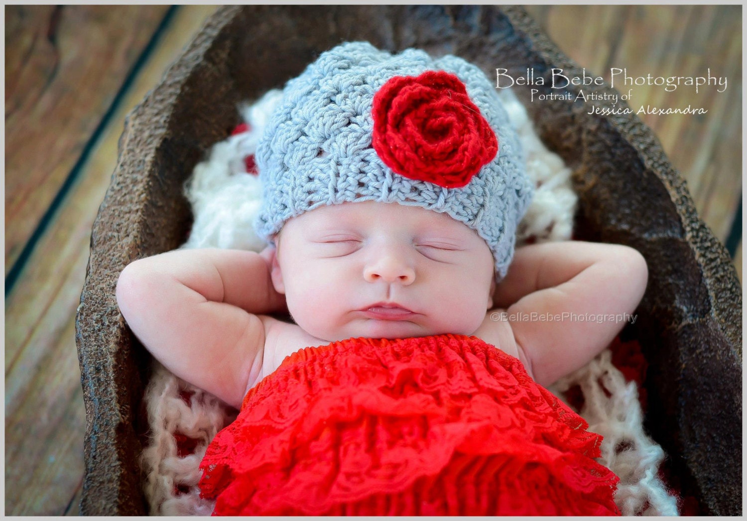 Newborn Red Rose Hat, photography prop, Ready-to-Ship