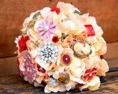 Vintage peach pink coral lace bridal jewelry brooch bouquet etsy wedding