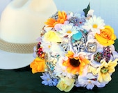 Country Western Cowboy sunflower jewelery bridal brooch bouquet etsy wedding