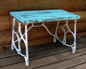 Rustic Iron Sewing Machine Shortened Table Great Plant Stand Coffee Table End Talbe Night Stand