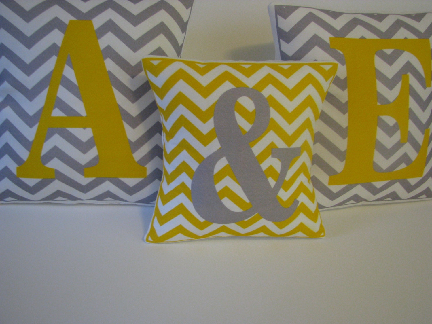 Personalized pillow set wedding valentine initial chevron pattern