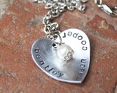 Hand Stamped Jewelry - My Heart Necklace- Customized Necklace- Personalized Mama Jewelry - SALE