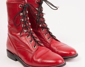 Men's Cowtown Brand Red Justin-Style Lacer Boot 7-1/2D