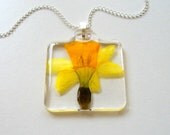 Spring's First Daffodil - Real Flower Garden Necklace