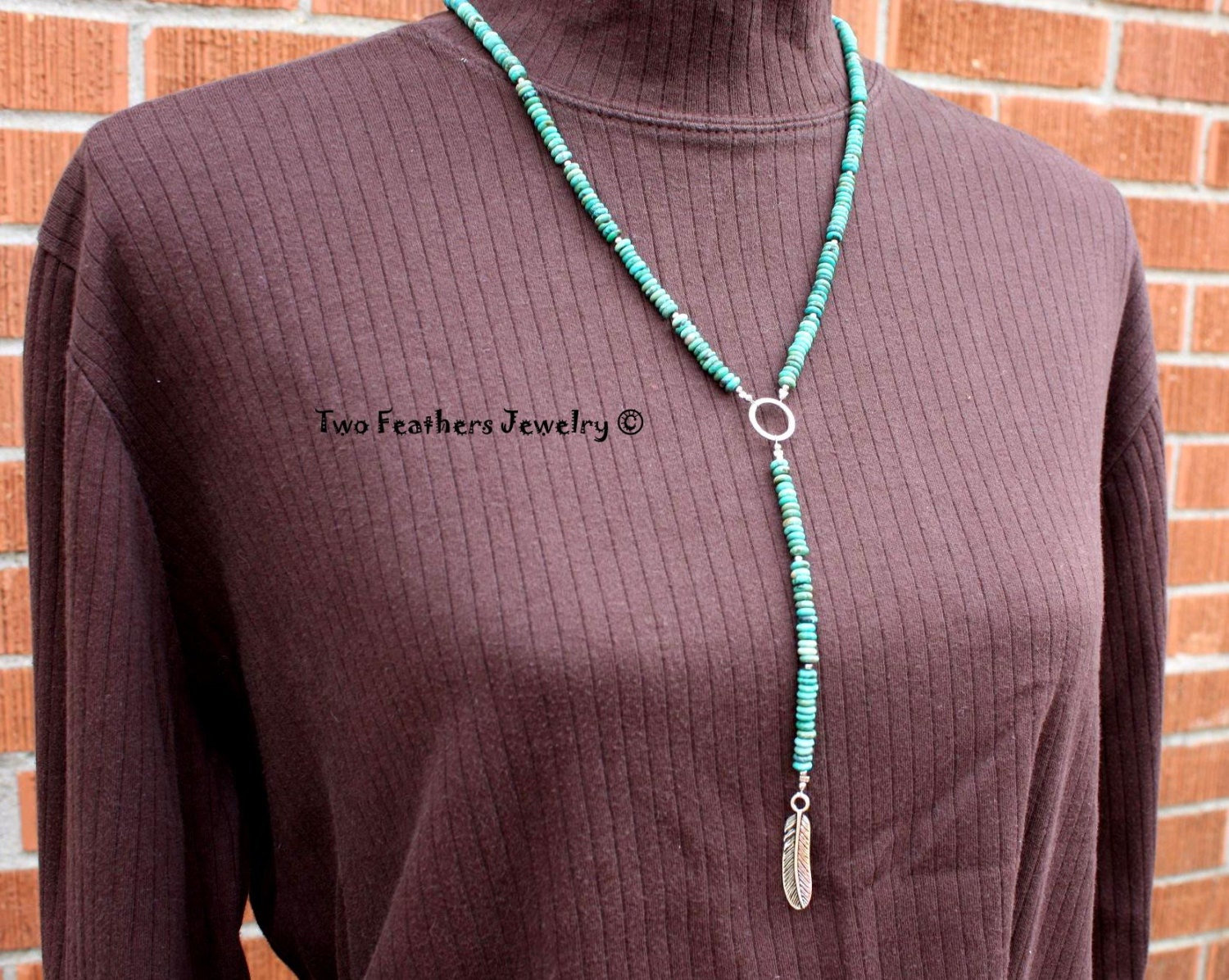 Turquoise Necklace - Silver Feather Necklace - Native American Inspired - Turquoise And Silver - Gift For Her - Beaded - Mothers Day