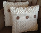 Blackberry Cables hand knit 16 x 16 pillow cover