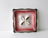 SALE Vintage Lefton Dish, Pink and Black Wall Hanging, Mid Century Ashtray