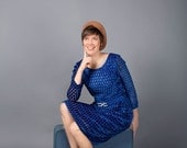 SALE Vintage Blue Dress, Royal Blue Dress, Mad Men Fashion, Stunning Retro Dress