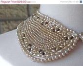 SALE Vintage Pearl Collar, Mid Century Peter Pan Collar, Champagne Pearl Collar, Miranda Collar, Made in Japan
