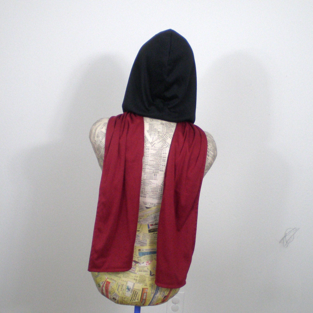 Assassin Hoodie Scarf - Black and Crimson or you choose the color