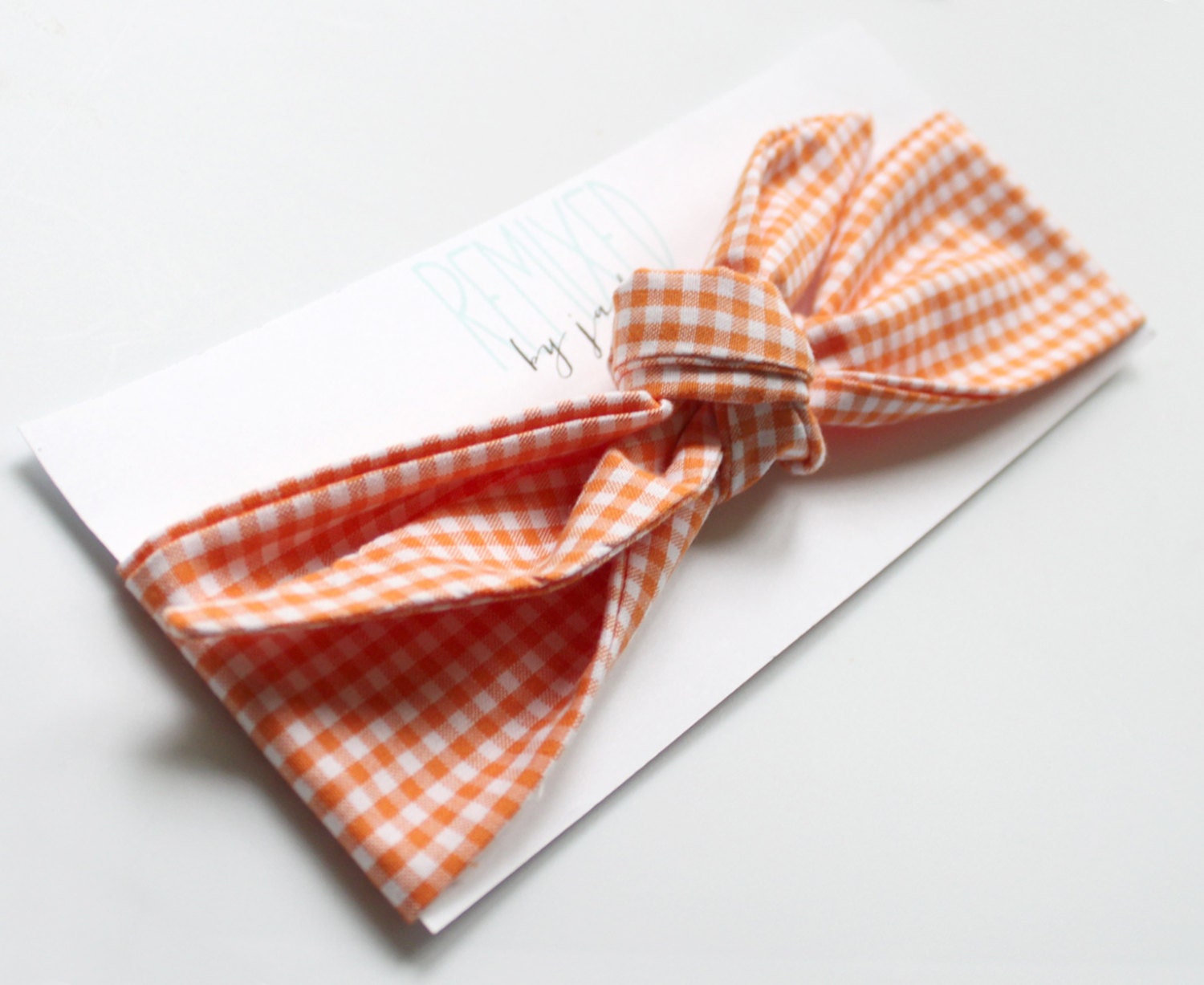 Head Scarf Orange Gingham - Headband