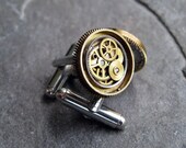 Clockwork Cufflinks "Model Twenty-Seven" Mancessories Soldered Clockwork Watch Gear Cuff Links Silver Tone Industrial OOAK A Mechanical Mind