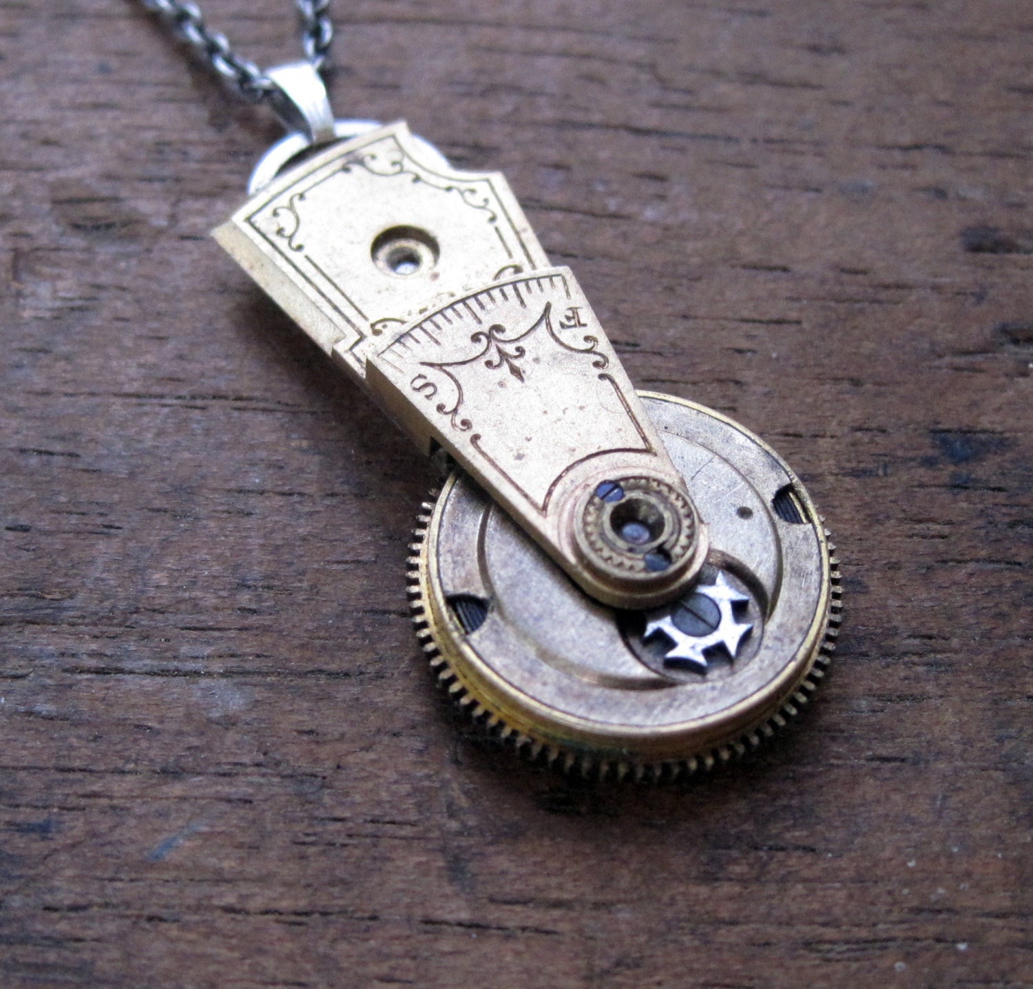 Clockwork Pendant "Scribe" Recycled Mechanical Watch Gears and Intricate Sculpture Wearable Art Not Quite Steampunk Assembly Necklace