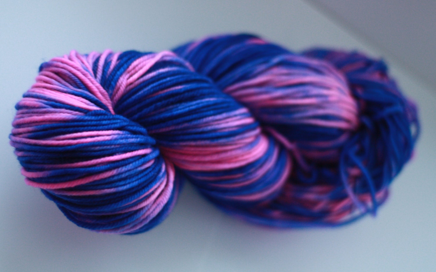 DK Merino Superwash- 100 grams Color- Hot Pink And Blue Hand Dyed Yarn