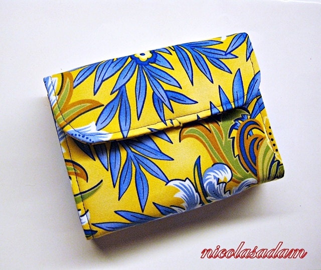 Wallet - yelow and blue flowers - 5.11 inch - 4.13 inch - sophiemaia
