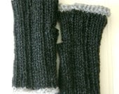 Knitted Fingerless Gloves, Charcoal Black Grey, Wrist warmers