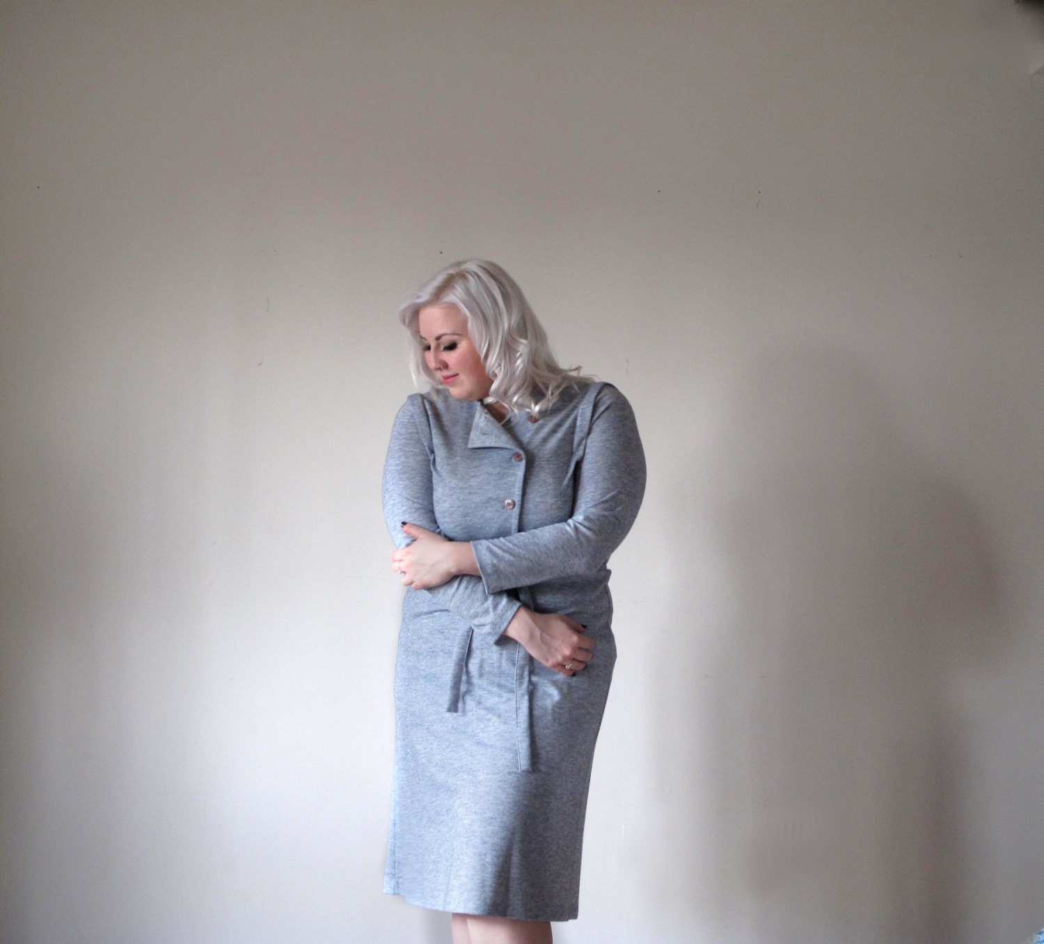 Snow day in cozy grey-  plus size- xl xxl-  dress- gray- sweater dress
