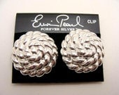 Erwin Pearl FOREVER SILVER Tone Chunky Classy Statement Clip On Earrings